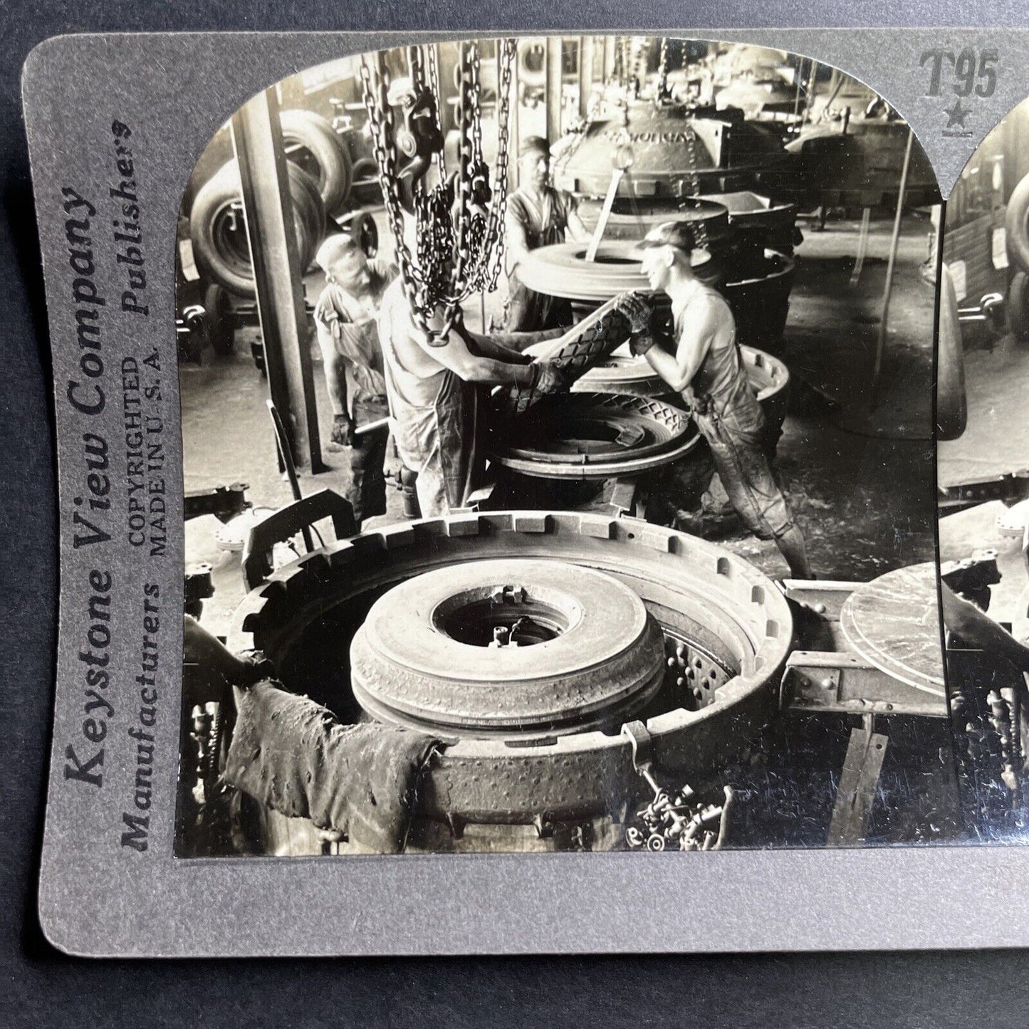 Antique 1914 Goodyear Tire Factory Akron Ohio Stereoview Photo Card P1521