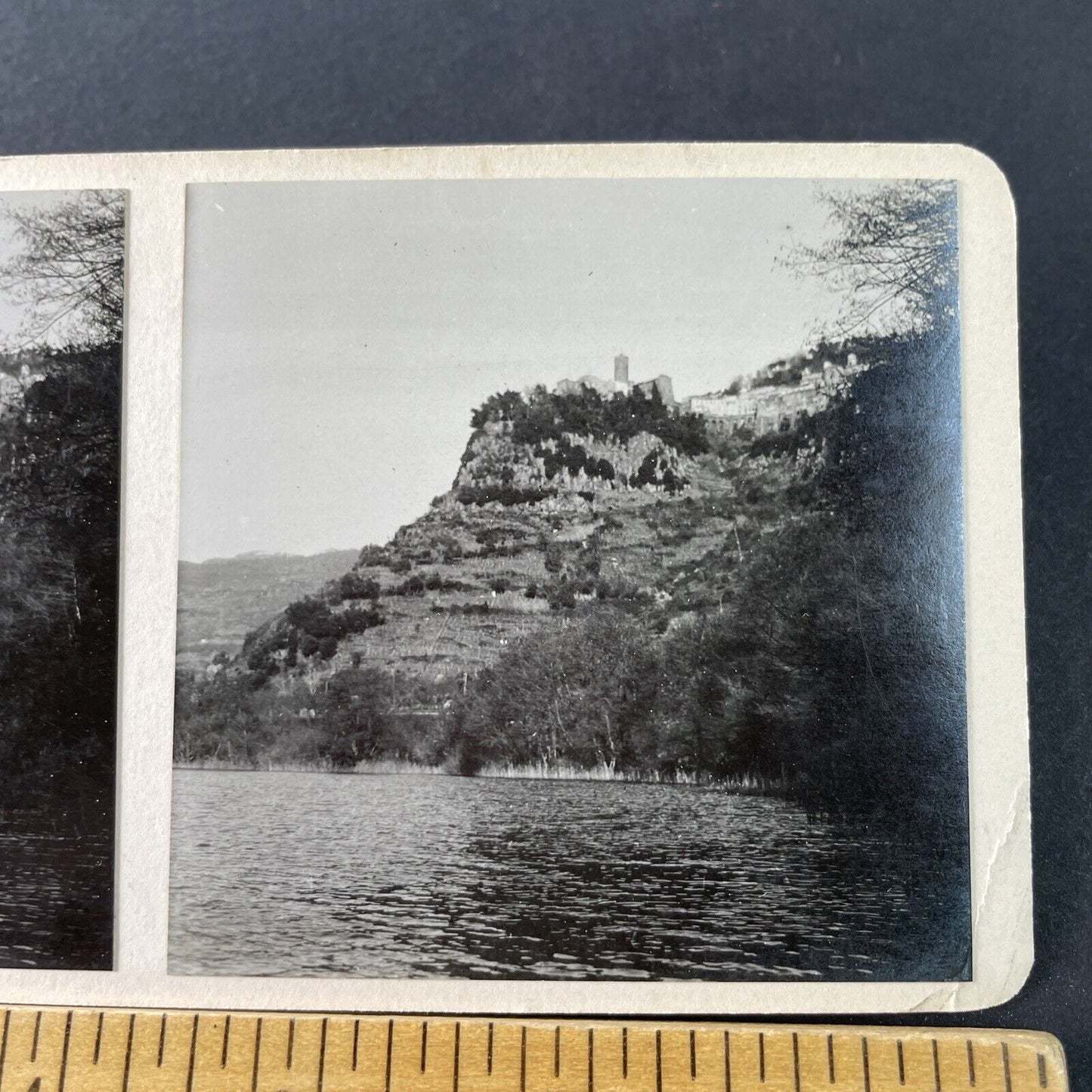 Antique 1925 Nemi, Lazio, Italy Panorama View OOAK Stereoview Photo Card P3249