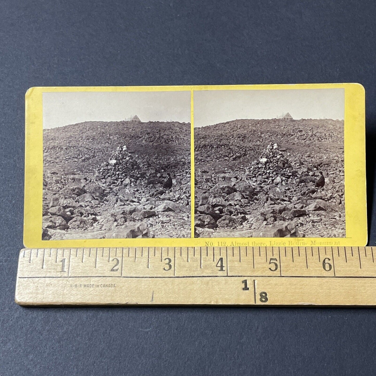 Antique 1870s Lizzie Bourne Memorial Mt Washington Stereoview Photo Card V1846