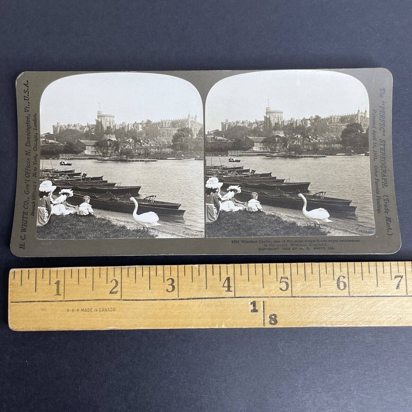 Antique 1899 Wealthy Family On Thames River England Stereoview Photo Card P972