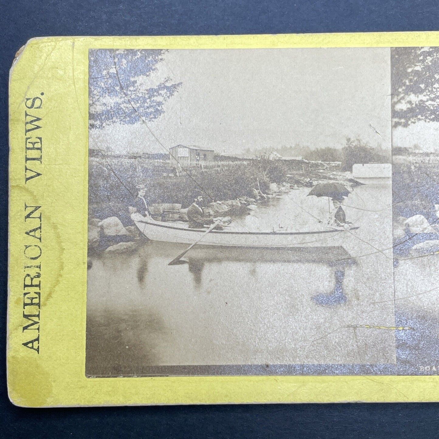 Antique 1860s Lake Winnipesaukee Boating In NH Stereoview Photo Card P1118