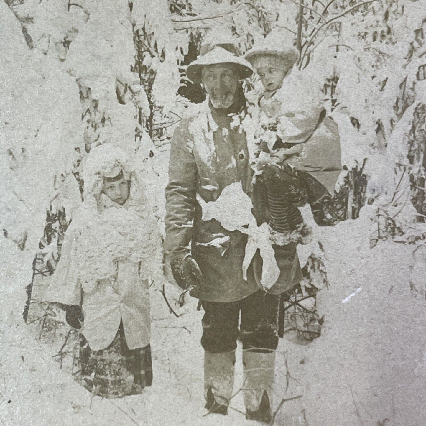 Benjamin W. Kilburn With His Grandchildren Stereoview Antique c1892 X3663