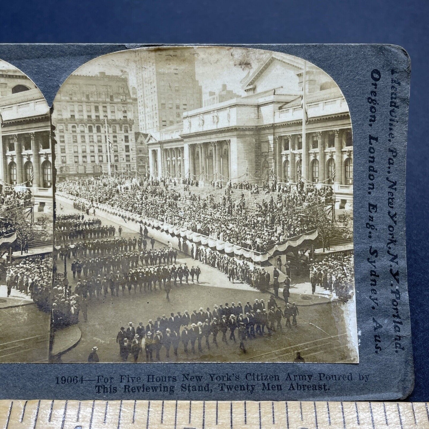 Antique 1917 New York Citizen Army Marching Militia Stereoview Photo Card 2049