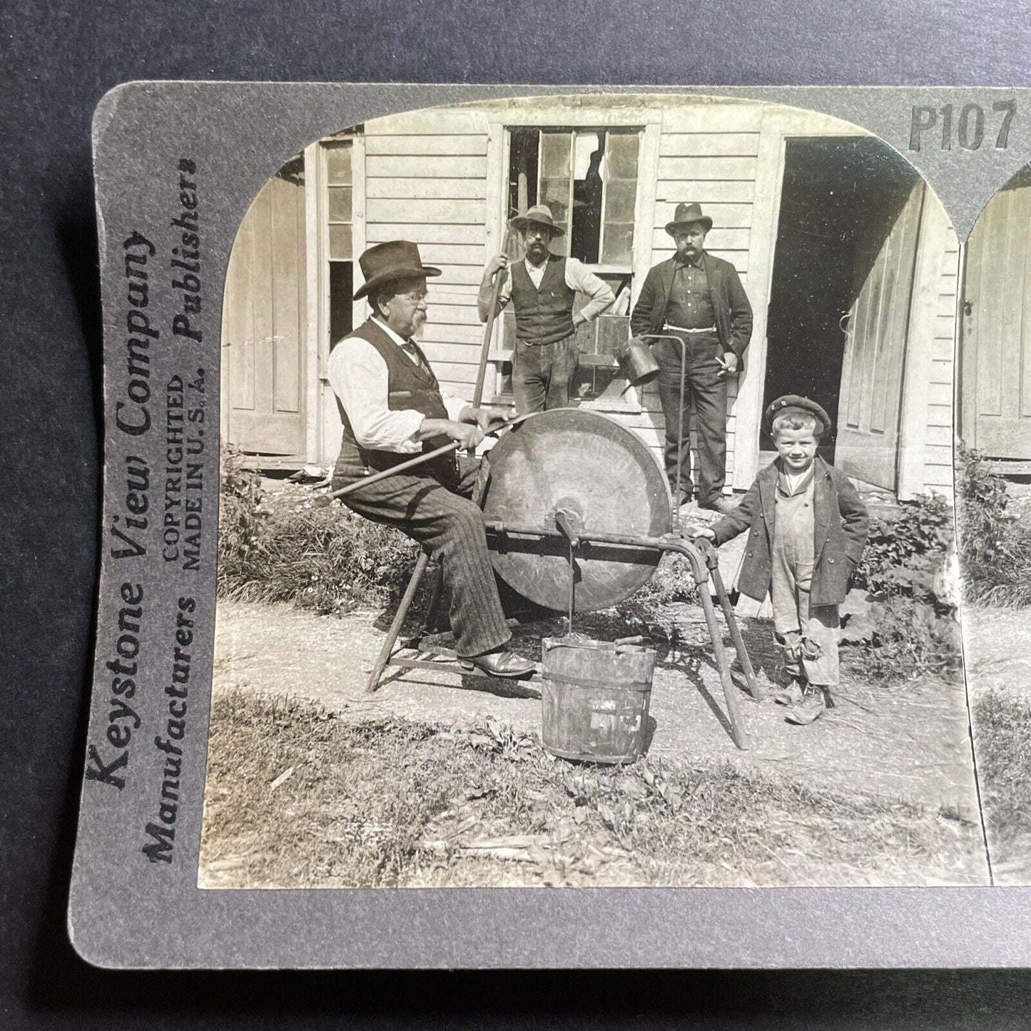 Antique 1920 Tool Axe Sharpening Southern USA Stereoview Photo Card P1495