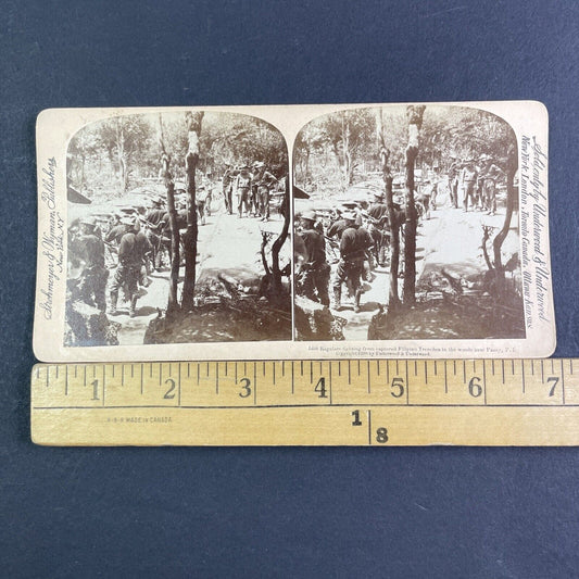 US 14th Infantry Regiment Golden Dragons Stereoview Antique c1899 X3150