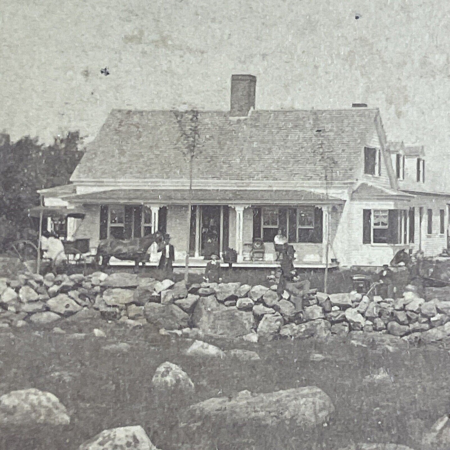 Farmstead in White Mountains? New Hampshire Stereoview Antique c1865 X3869