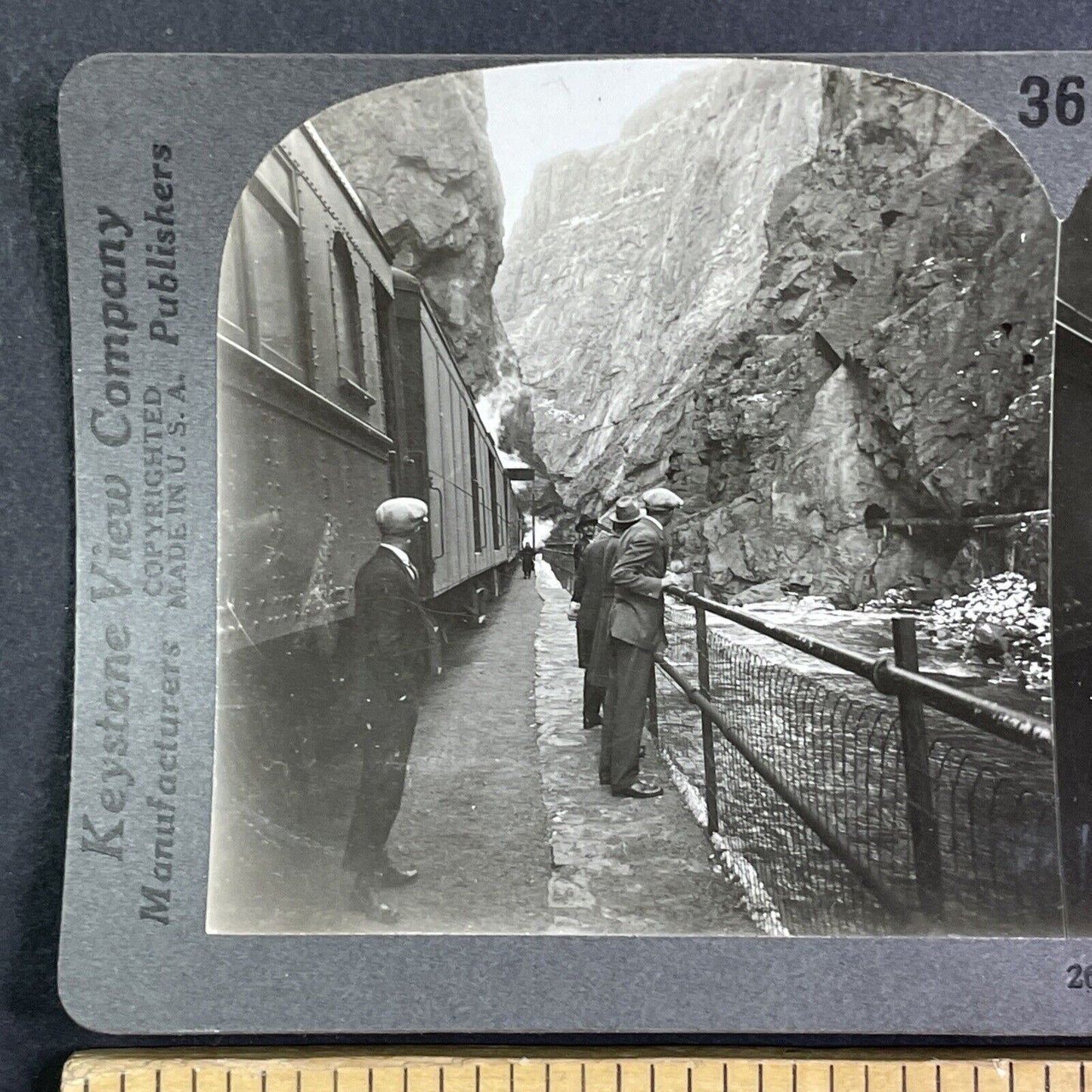 Royal Gorge Railroad Workers Canon City Colorado Stereoview c1920 Y1134