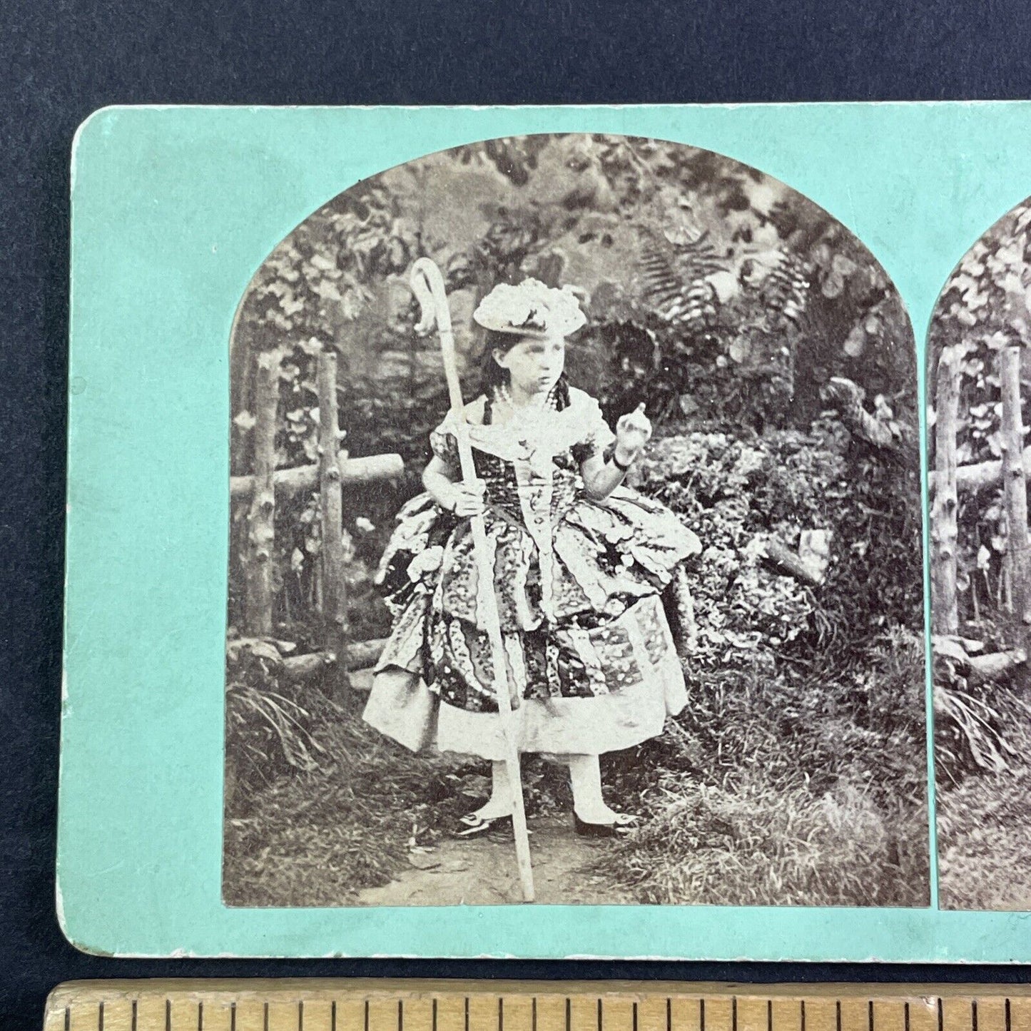 Little Bo Peep In The Garden Stereoview London England Antique c1855 X3657