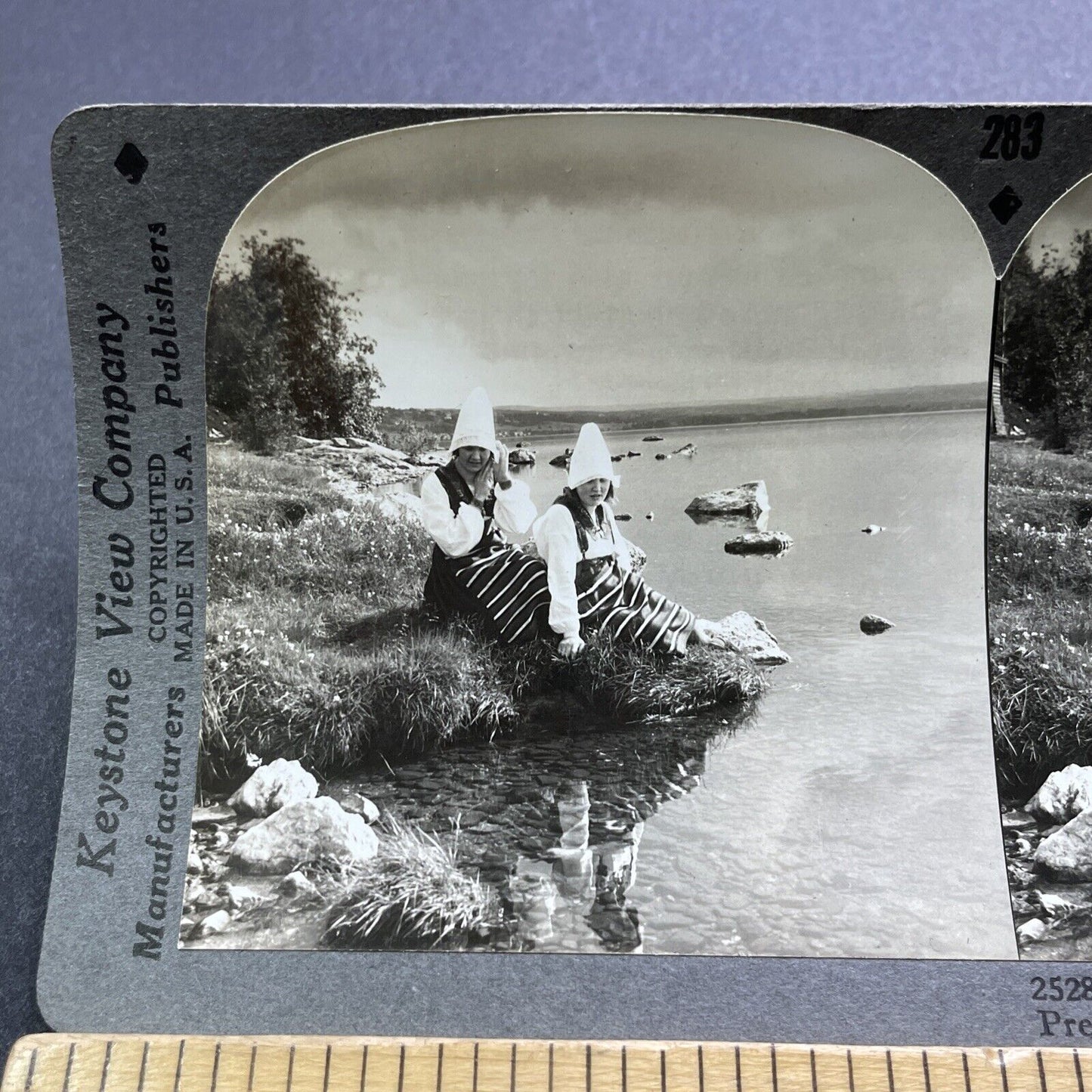 Antique 1920s Traditional Swedish Girls Women Sweden Stereoview Photo Card V2979