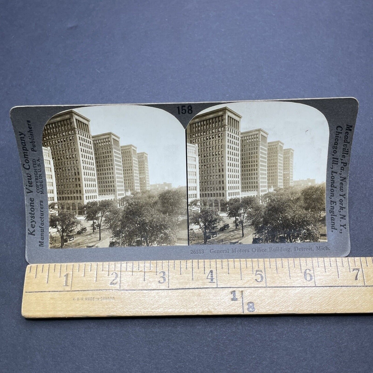 Antique 1920s General Motors Office Building Detroit Stereoview Photo Card P2059