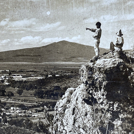 Antique 1909 Boys Tempt Their Fate Acambaro Mexico Stereoview Photo Card P2061
