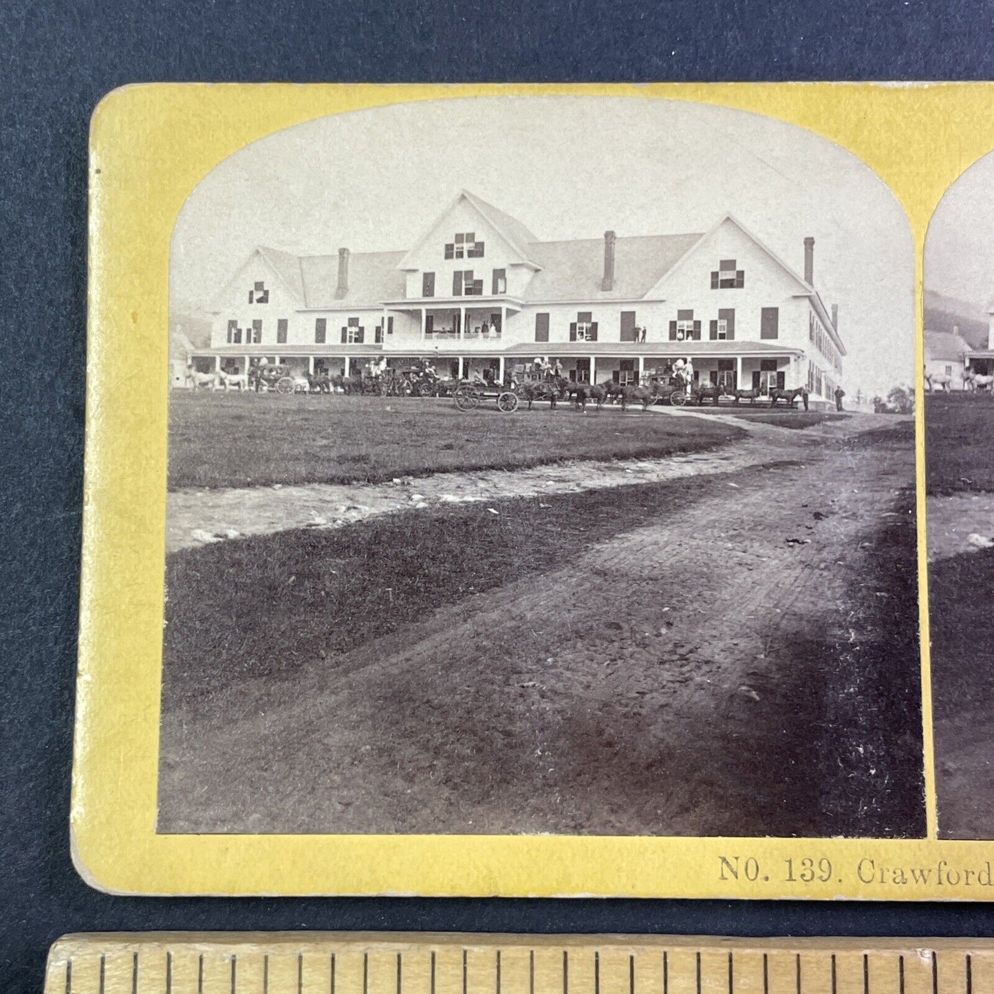 Crawford House Full With Guests Stereoview New Hampshire Antique c1870s Y865