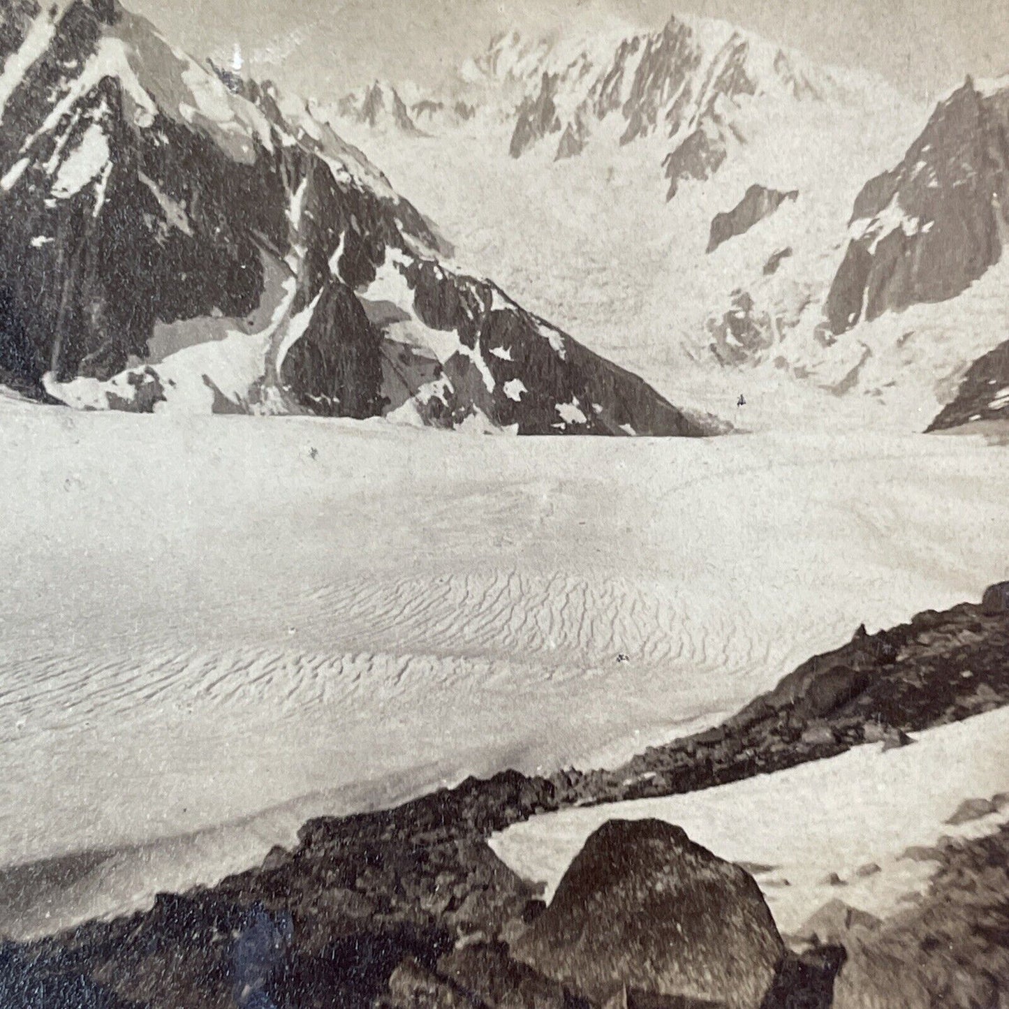 Mont Blanc Glacier Sea Of Ice Stereoview Jean Andrieu Antique c1870s X3714