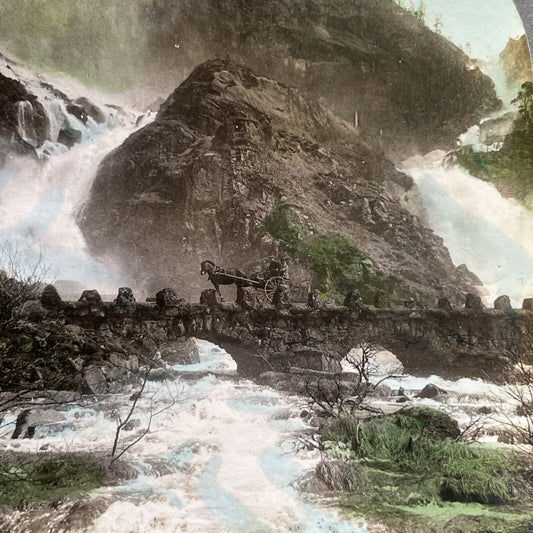 Antique 1906 Latefossen Skare Norway Stereoview Photo Card P1713