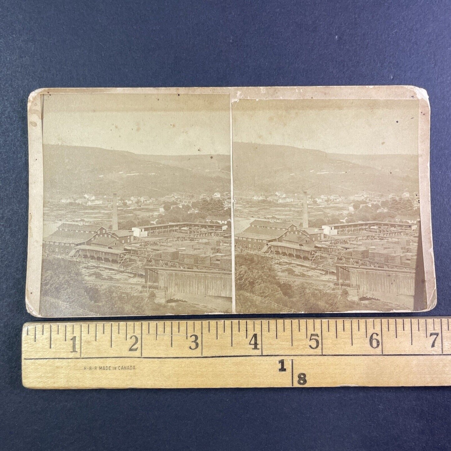 Lumber Mill Near Quincy Illinois Stereoview Antique c1870s Y2836