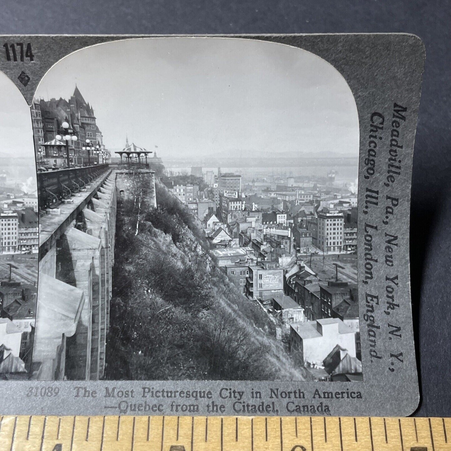 Antique 1920s Dufferin Terrace Old Quebec City Stereoview Photo Card V2620