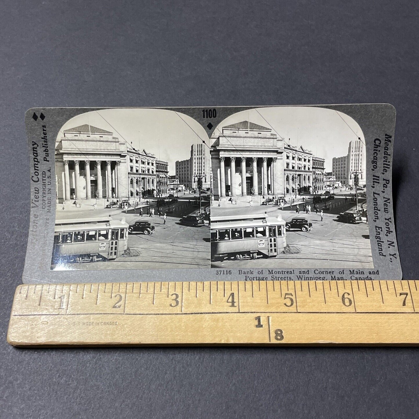 Antique 1930s Bank Of Montreal Winnipeg Manitoba Stereoview Photo Card V2650