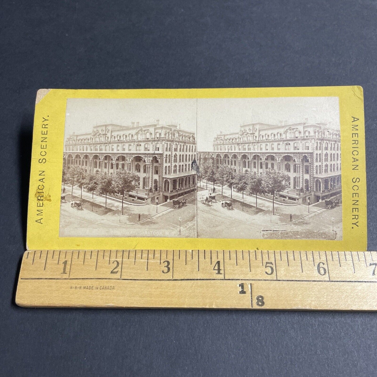 Antique 1870s Broadway Hotel Saratoga Springs NY Stereoview Photo Card P4806