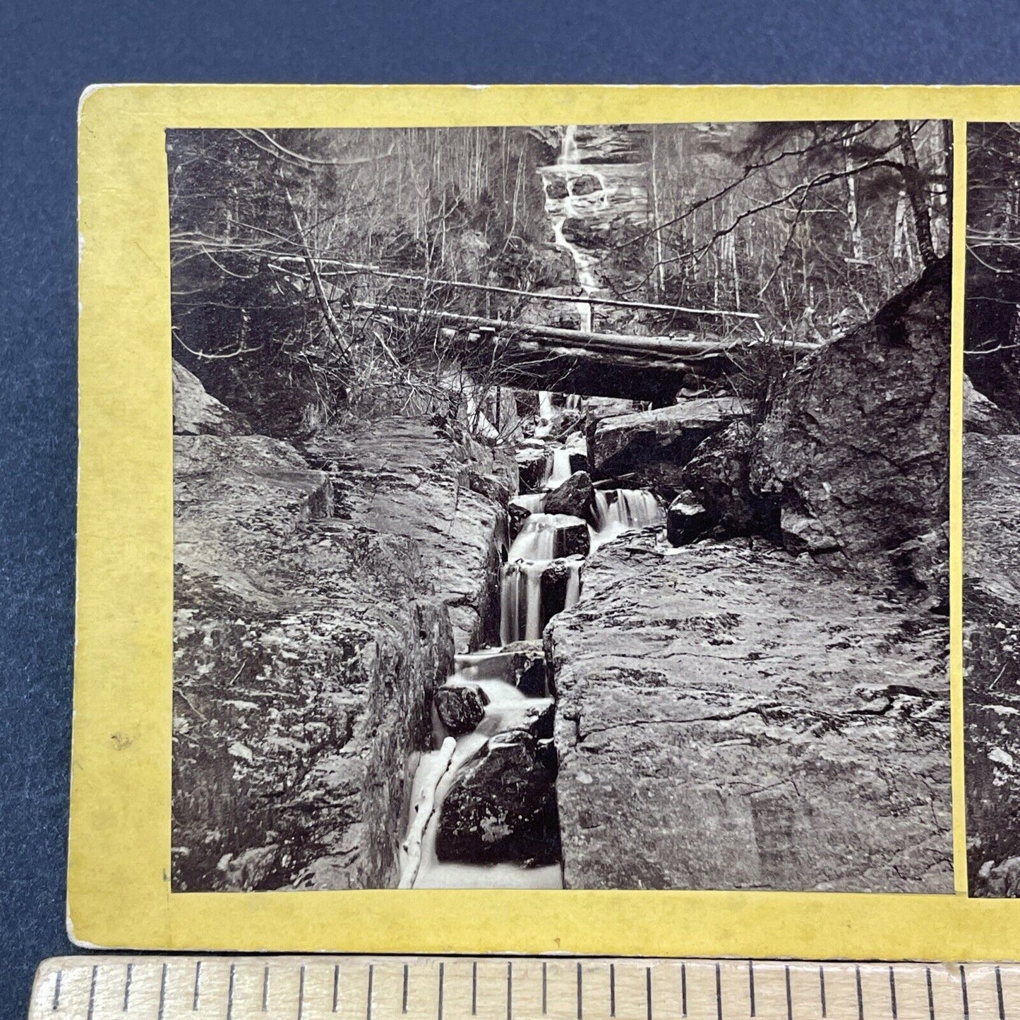 Antique 1870s Silver Cascade Crawford Notch NH Stereoview Photo Card V1913