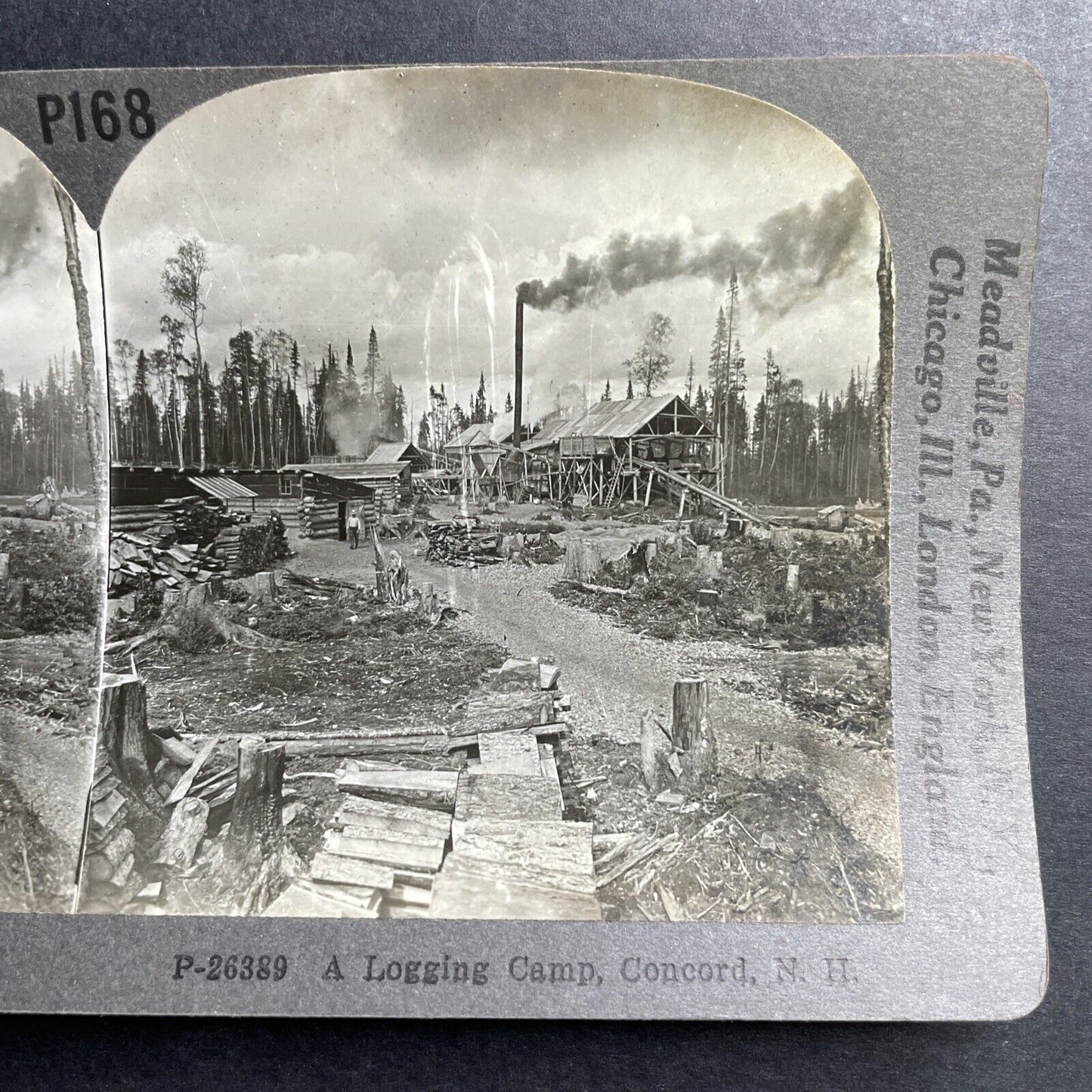 Antique 1905 Logging Mill Concord New Hampshire Stereoview Photo Card P1518