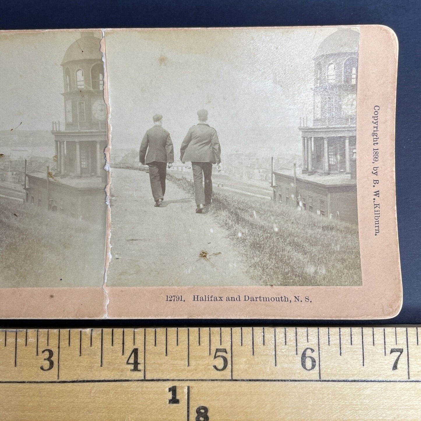 Antique 1899 Men Walking In Halifax Nova Scotia Stereoview Photo Card PC857