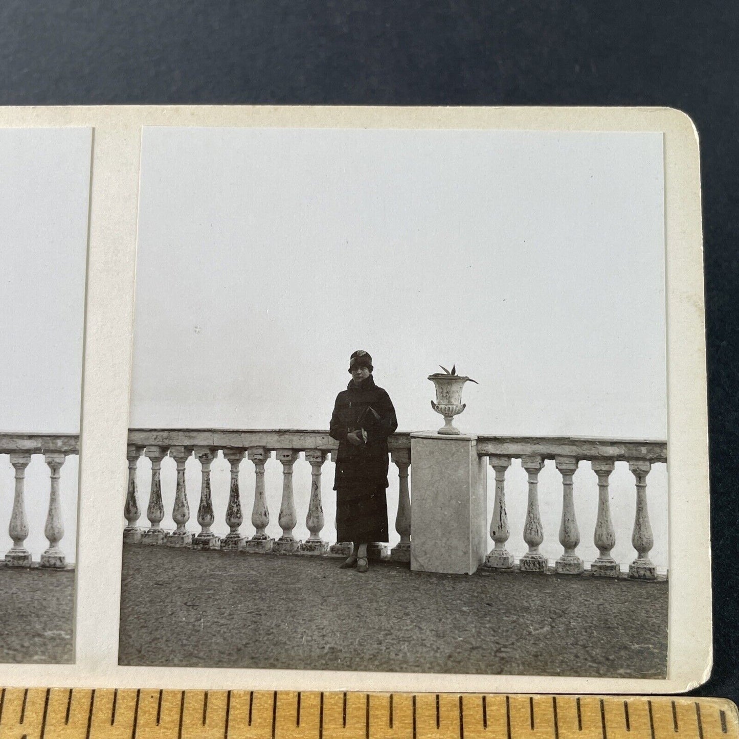 Antique 1925 Wealthy American Woman In Italy OOAK Stereoview Photo Card P3229