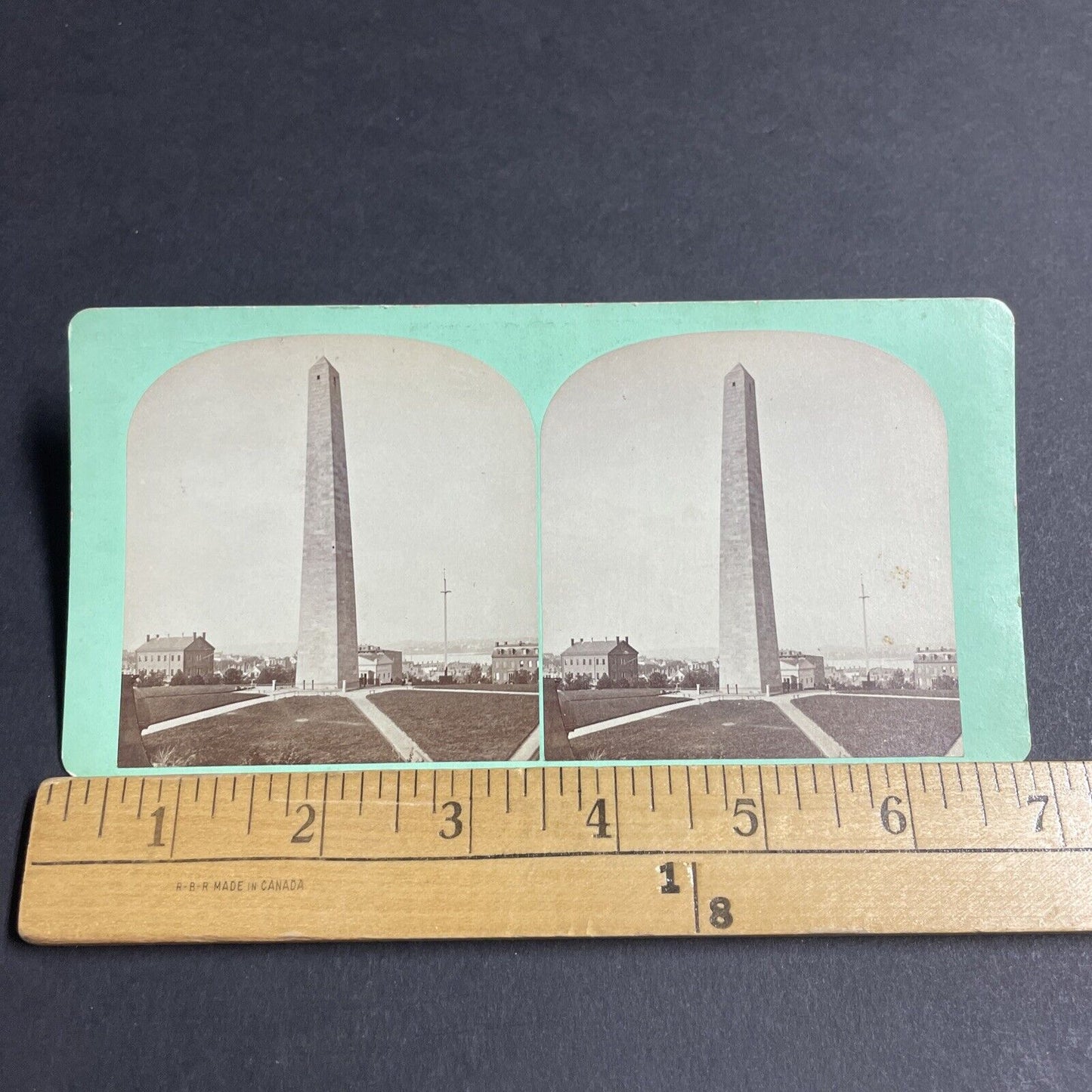 Antique 1860s Bunker Hill Monument Charlestown MA Stereoview Photo Card P4872