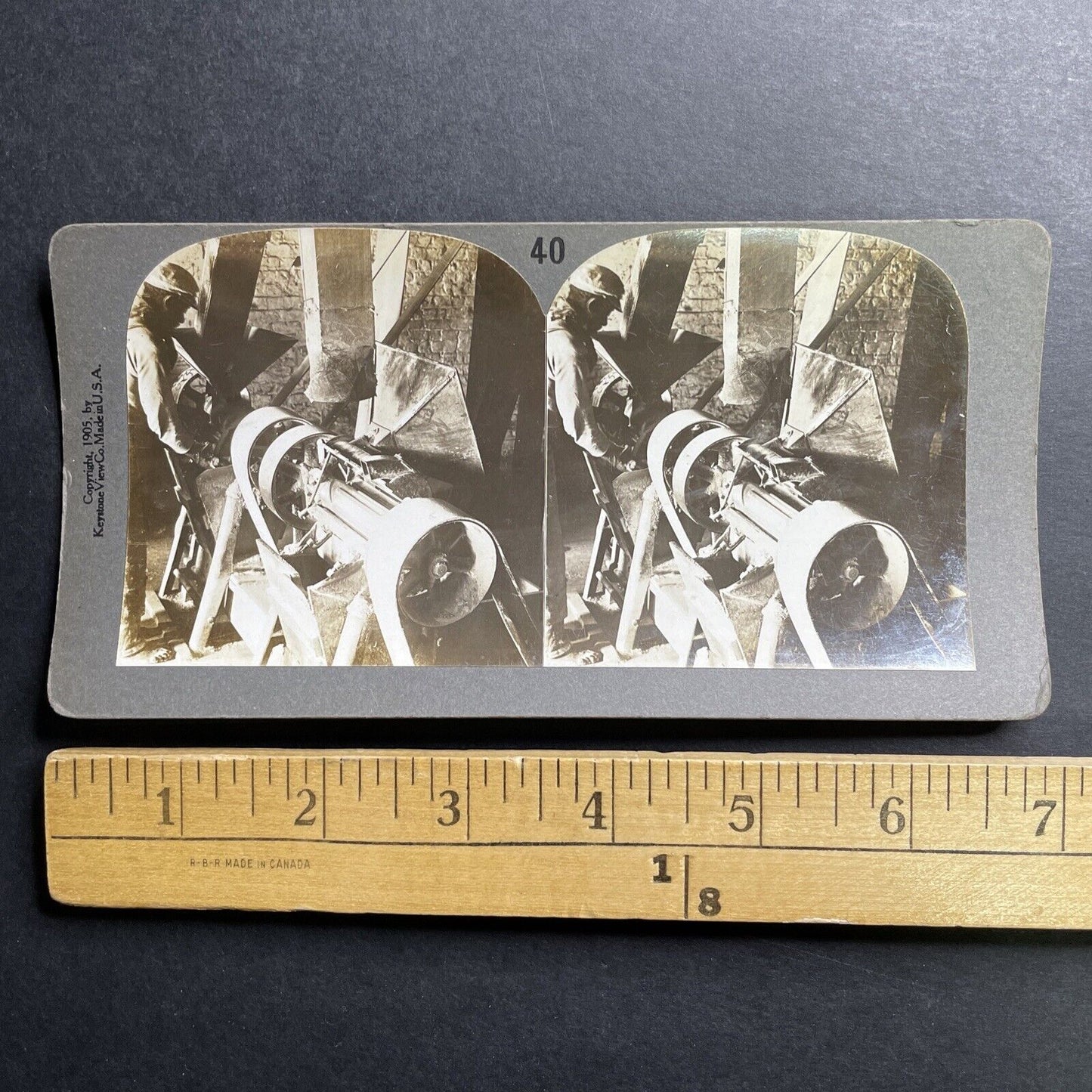 Antique 1905 Barefoot Cotton Mill Worker USA Stereoview Photo Card P1527