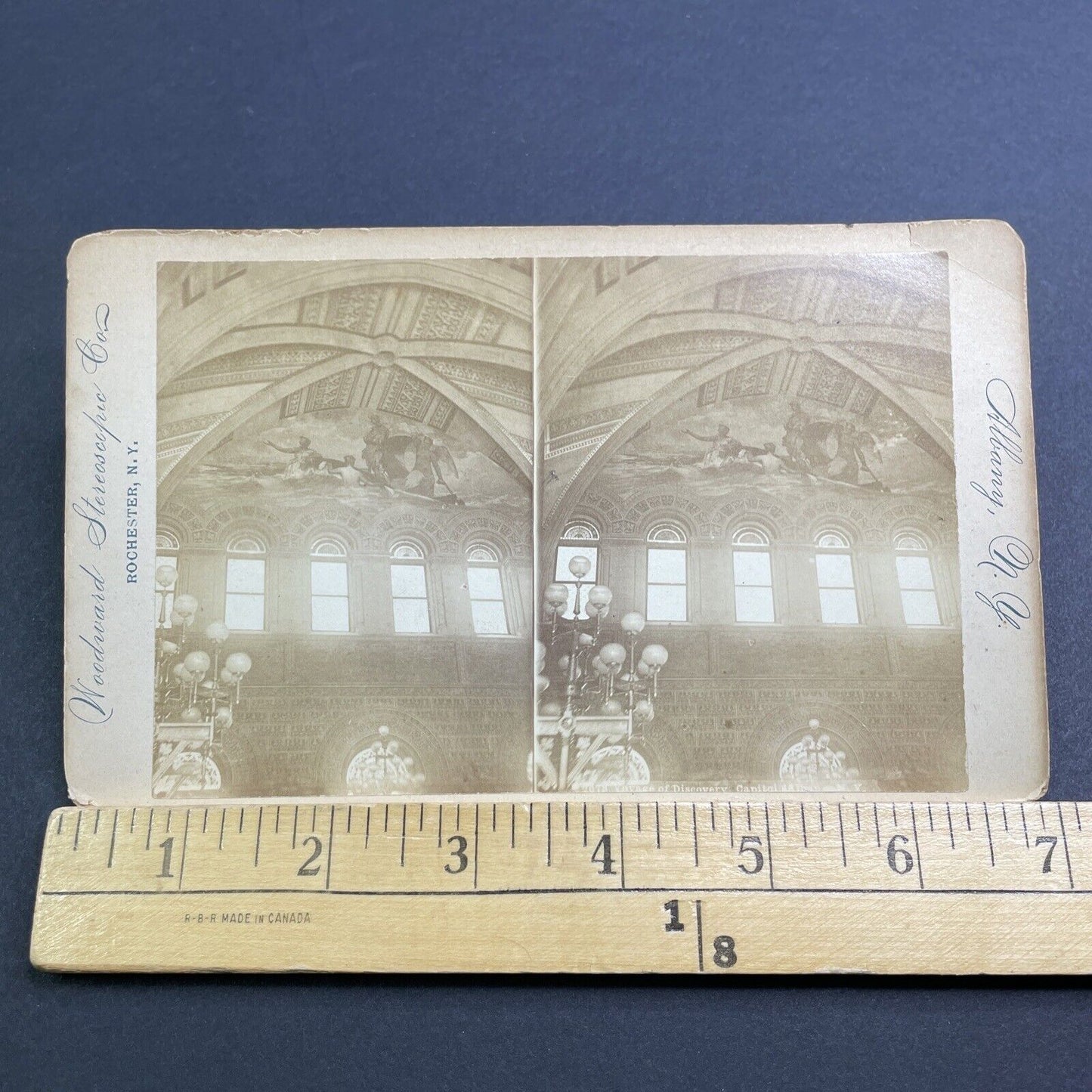 Antique 1895 William Morris Hunt Murals State Capitol Stereoview Photo Card V546