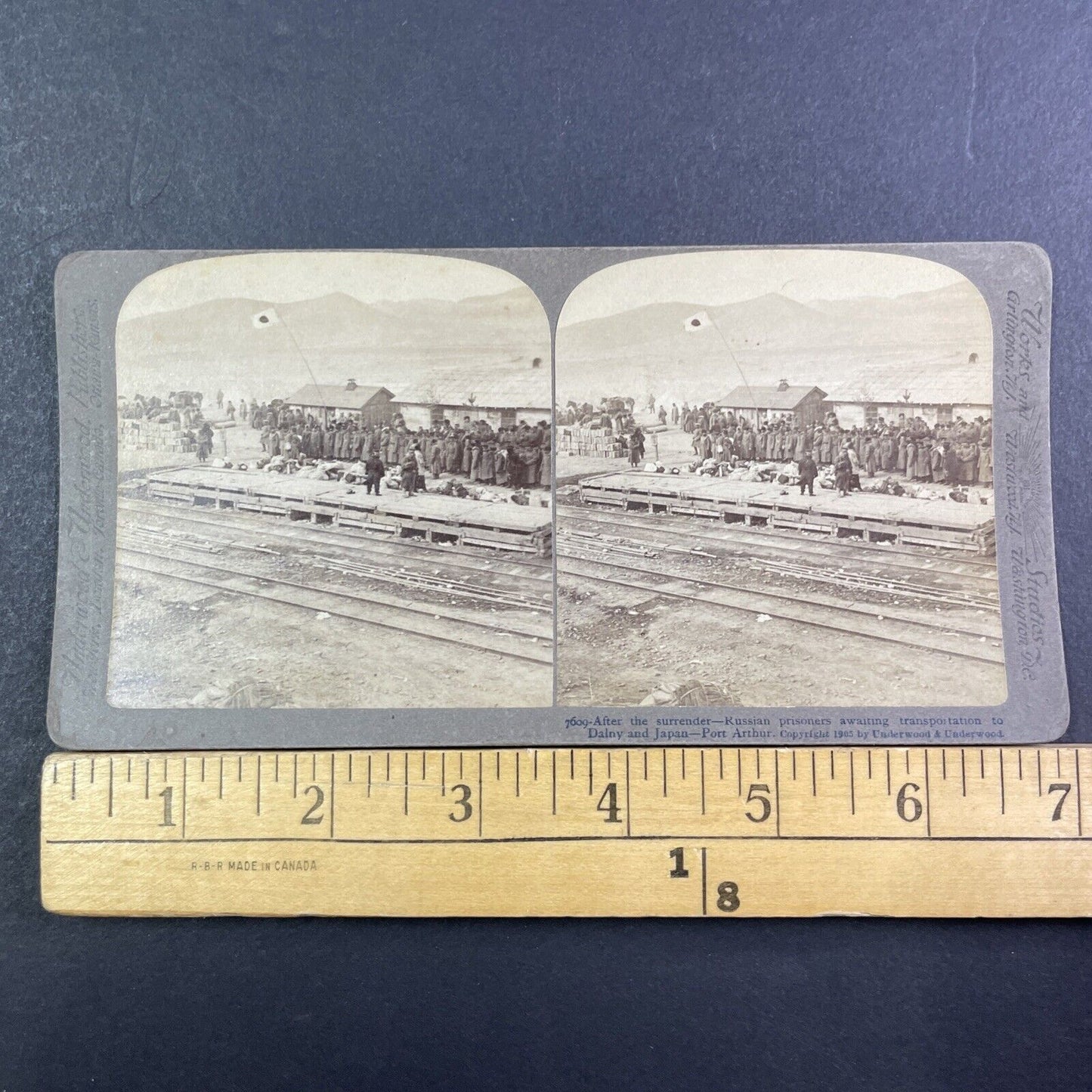 Russian Prisoners Await Transport Stereoview Russo-Sino War Antique c1905 X3886