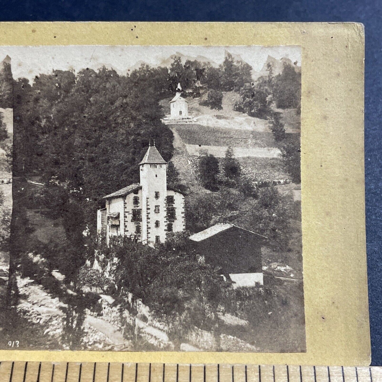 Antique 1870s Chateau Des Rubins Sallanches France Stereoview Photo Card P5134