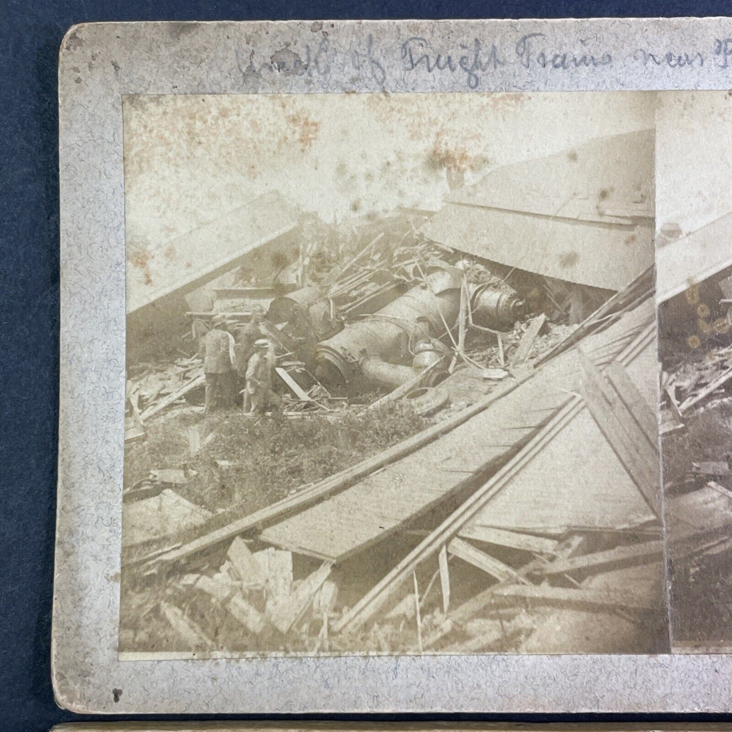 Grand Trunk Railroad Collision Stereoview Port Hope Ontario Antique c1883 X4174