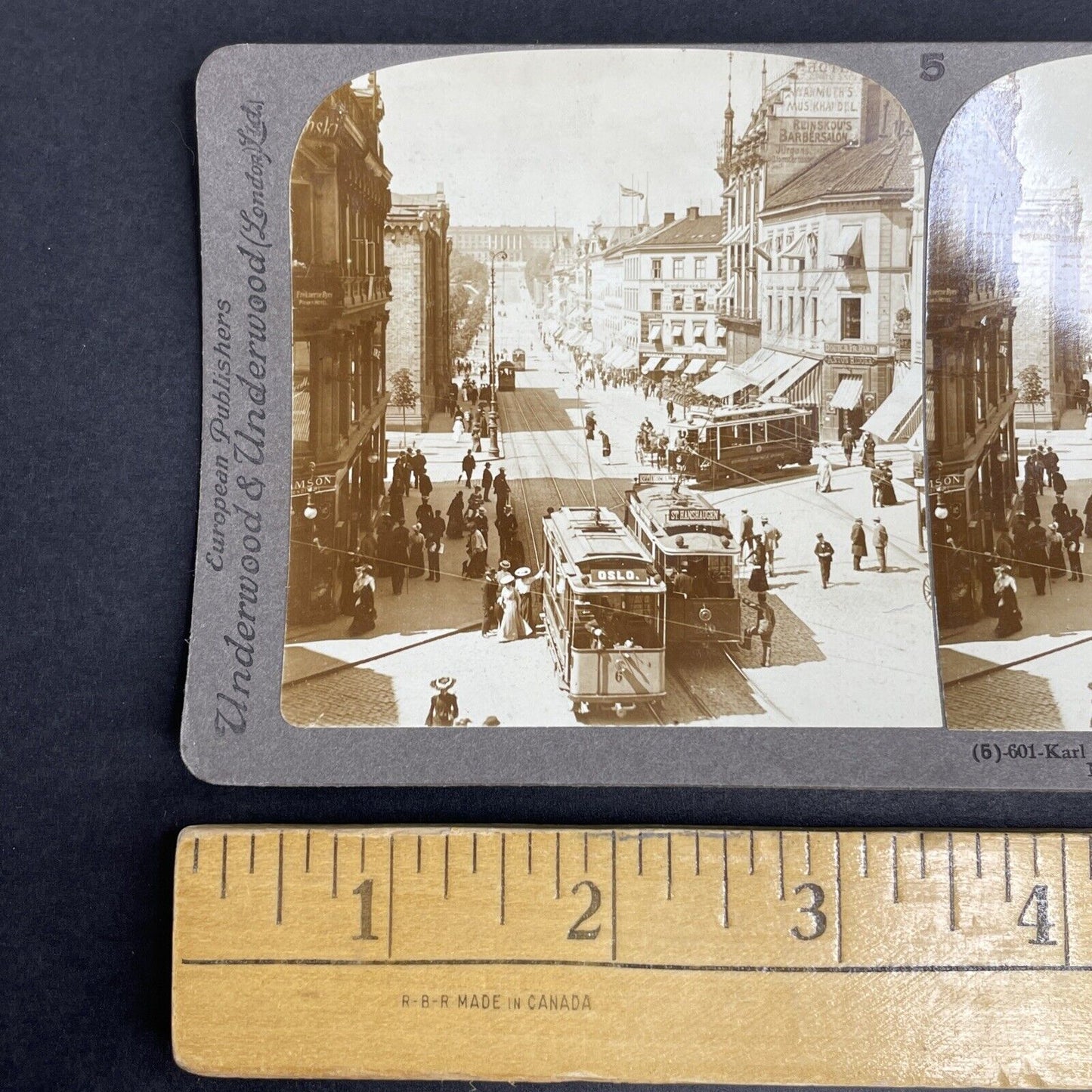 Antique 1908 Karl Johan Street Oslo Norway Stereoview Photo Card P939