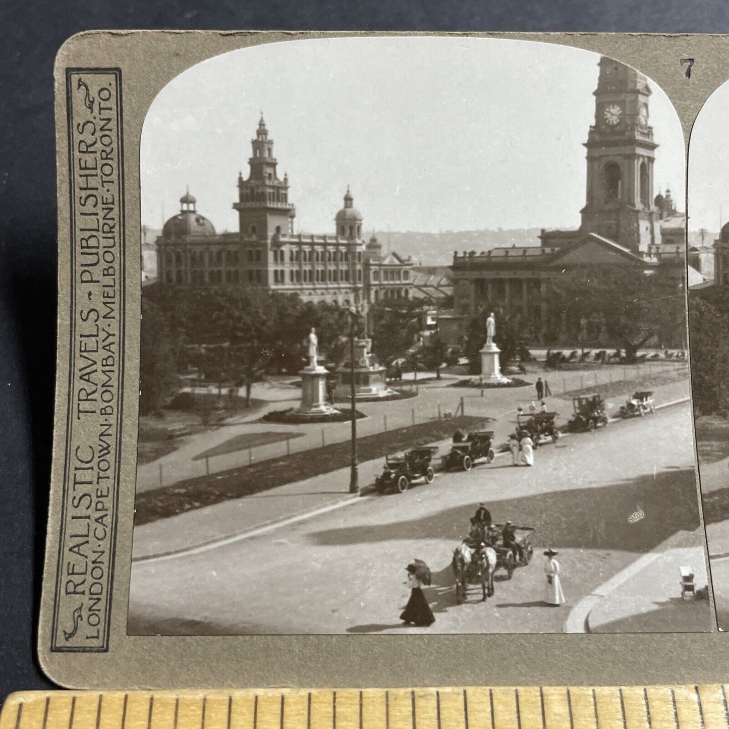 Antique 1912 Downtown In Durban South Africa Stereoview Photo Card P5156