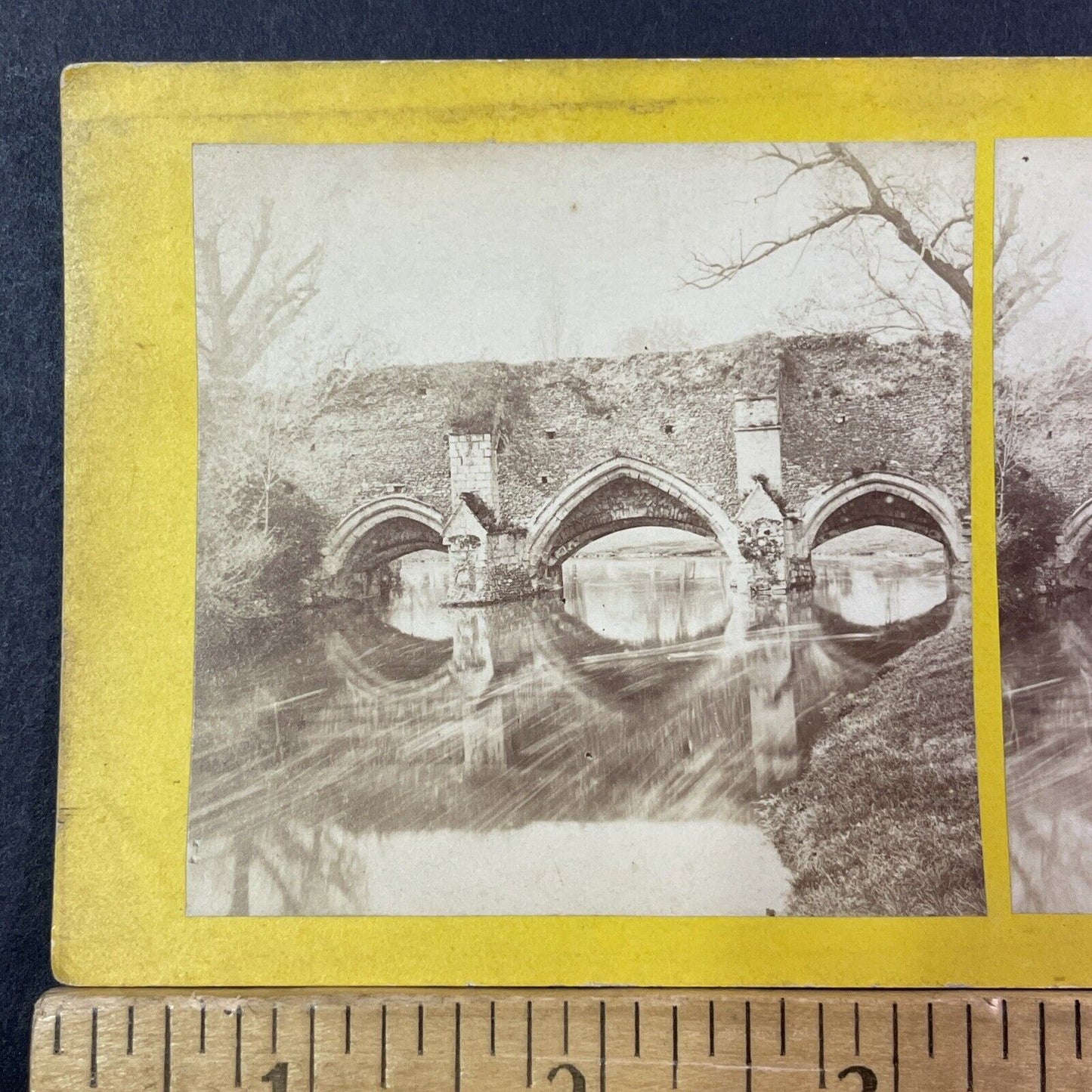 Abbott's Bridge Bury St. Edmonds Suffolk Stereoview UK Antique c1865 X2557