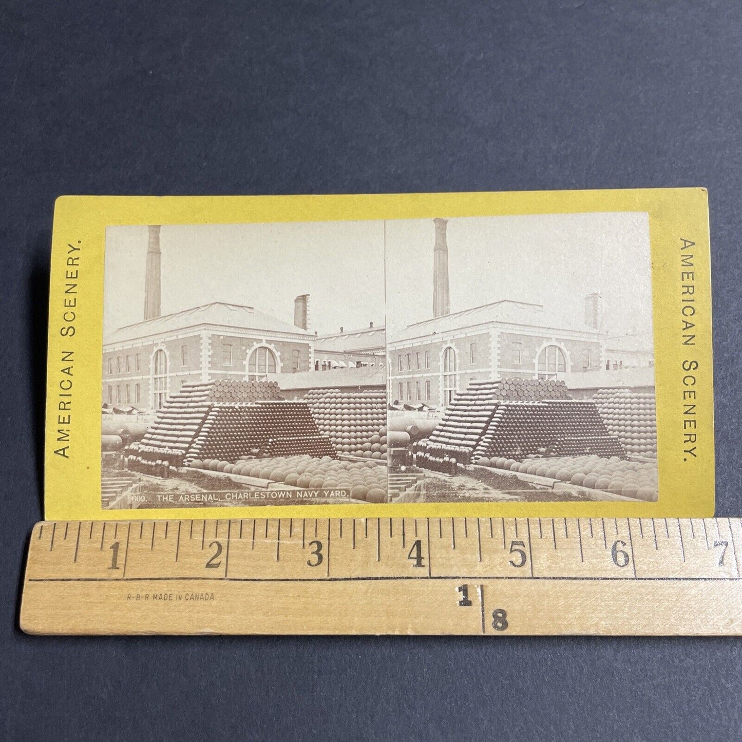 Antique 1870s Charleston Navy Artillery Shells Bombs Stereoview Photo Card P4893