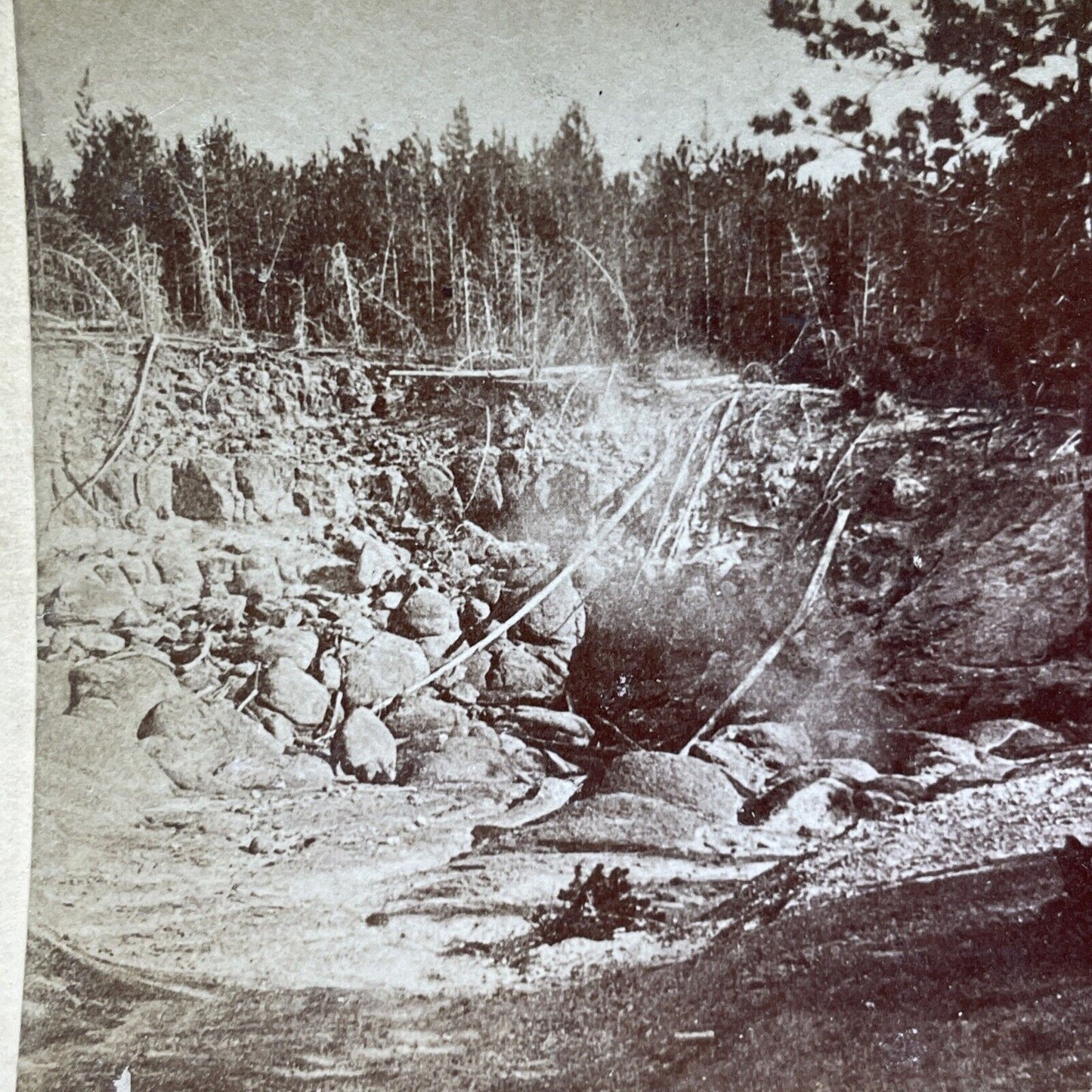 Antique 1880s Damage From Monarch Geyser Eruption Stereoview Photo Card V3407