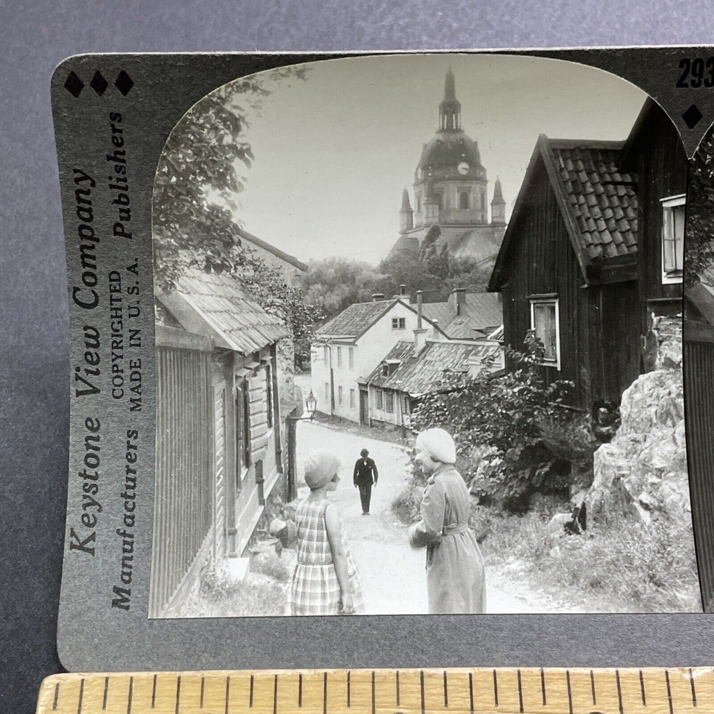 Antique 1920s Katarina Church Stockholm Sweden Stereoview Photo Card V3008