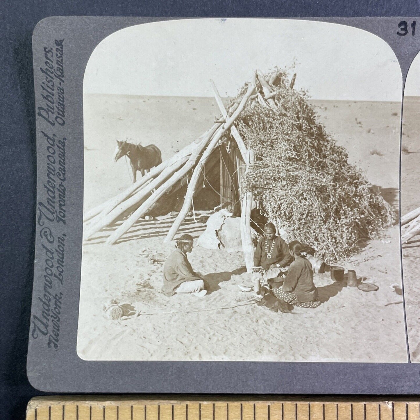 Navajo Native American Indian near Flagstaff Arizona Stereoview c1890s Y1218