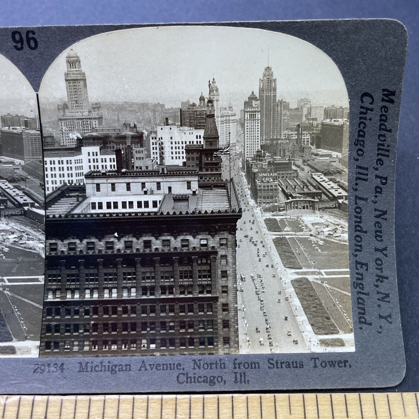 Antique 1920s Michigan Avenue Chicago Illinois Stereoview Photo Card P2767