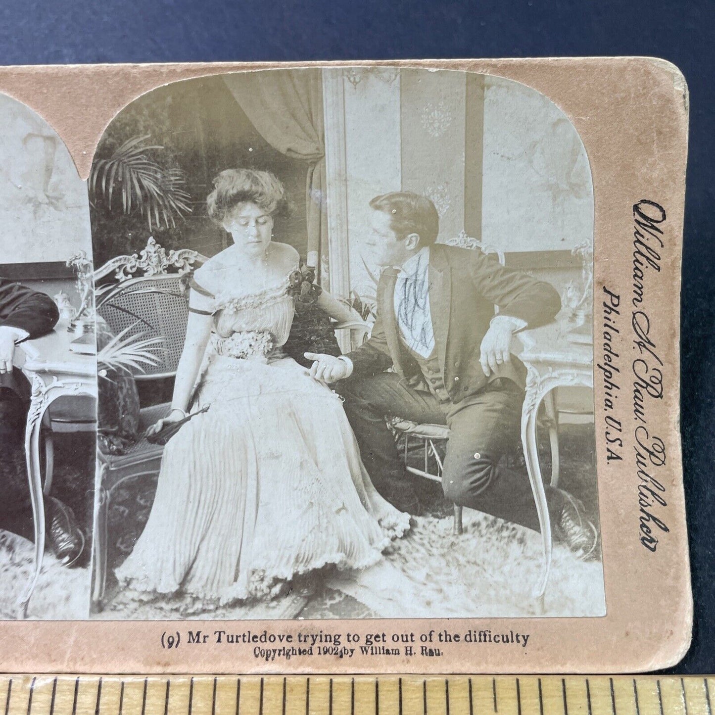 Antique 1902 Man Apologizes For Having An Affair Stereoview Photo Card P2873