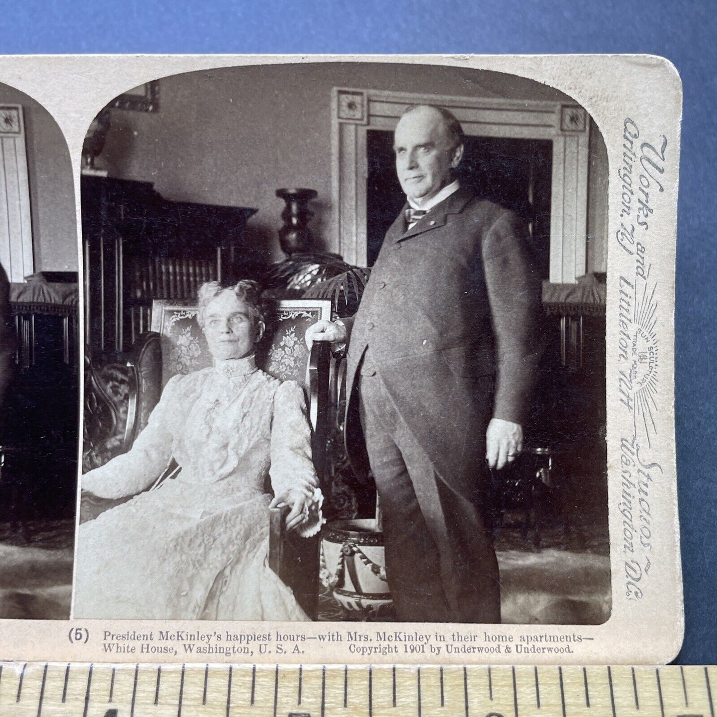 Antique 1901 President William McKinley & His Wife Stereoview Photo Card P2346