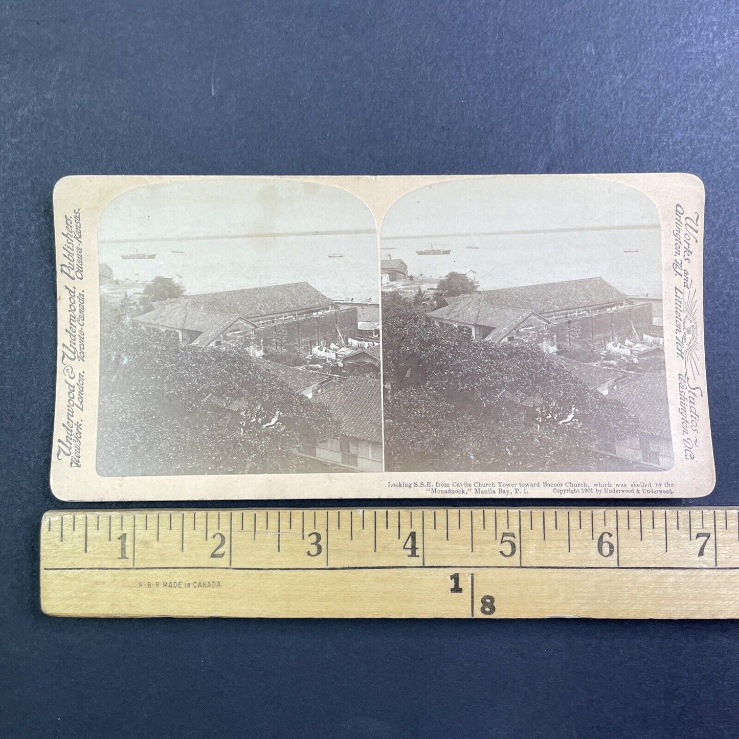 Shelling Damage Manila Bay Stereoview Spanish-American War Antique c1901 Y411