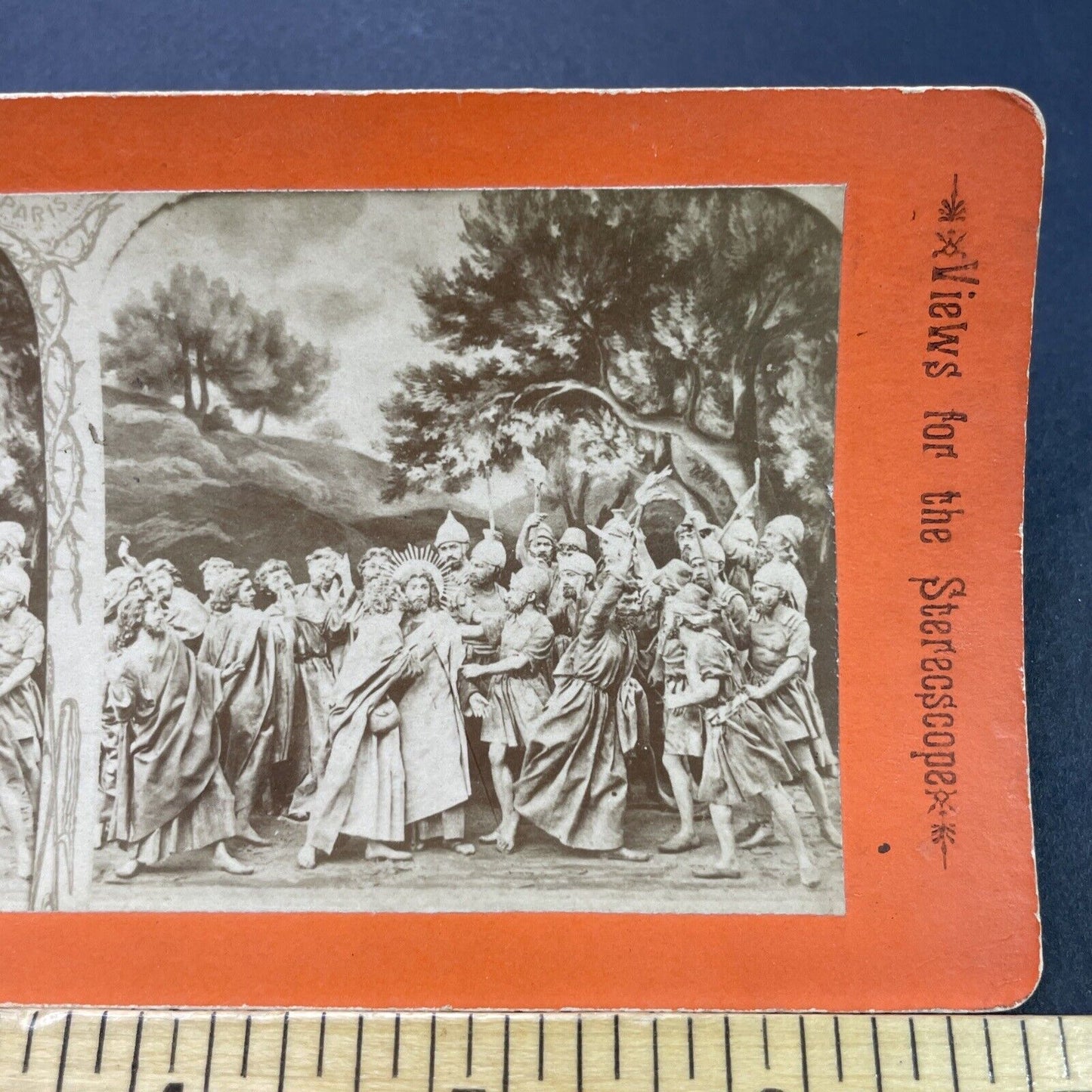 Antique 1880s Judas Betraying Jesus Christ Stereoview Photo Card P3138