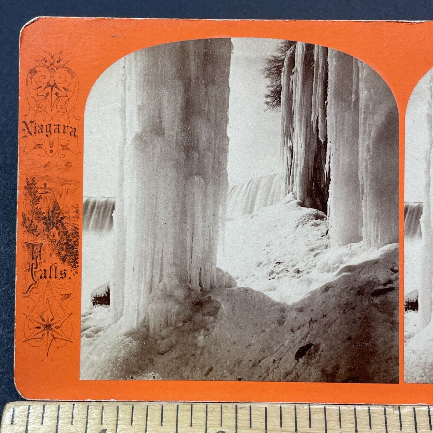 Antique 1870s Bottom Of Niagara Falls Ontario Side Stereoview Photo Card V1910