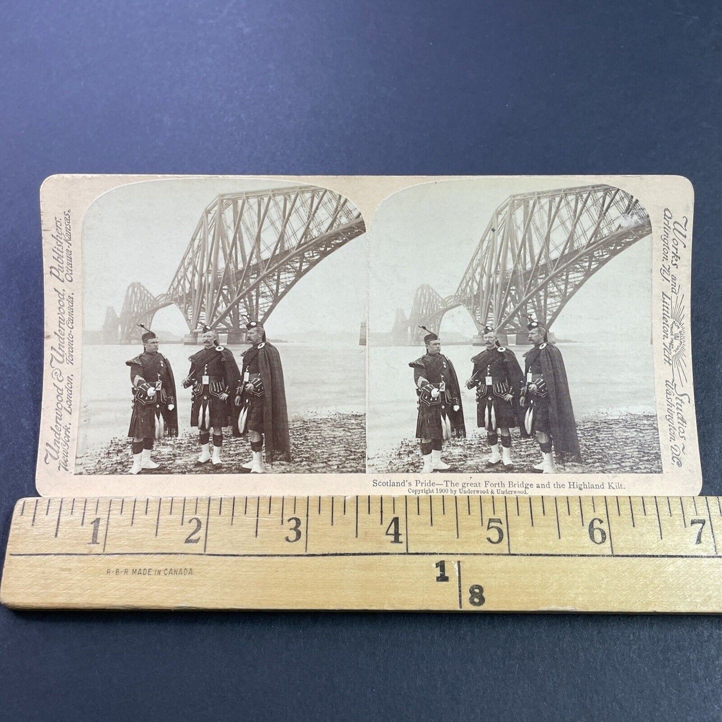 Antique 1900 Great Forth Bridge Edinburgh Scotland Stereoview Photo Card P3776