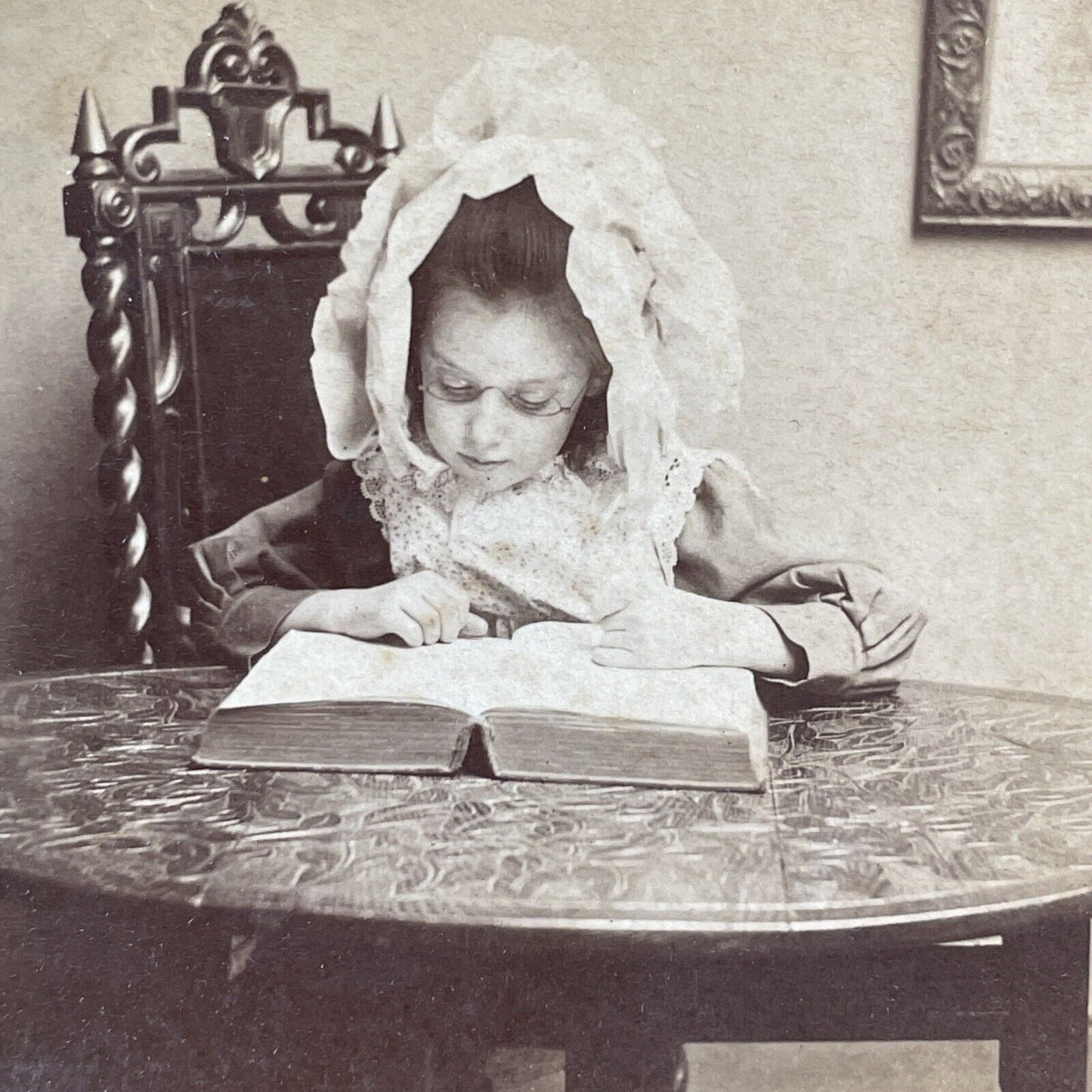 Girl Dresses Up As Her Grandmother Stereoview Antique c1880s Y2777