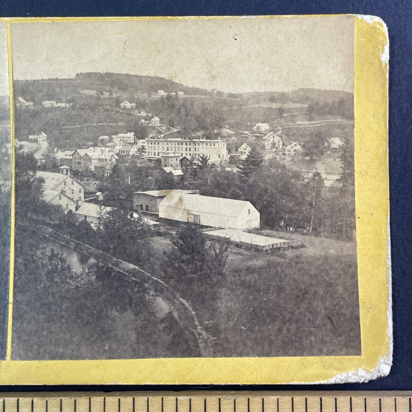 Wilton New Hampshire Town View Stereoview S.R. Hanaford Antique c1870s Y936