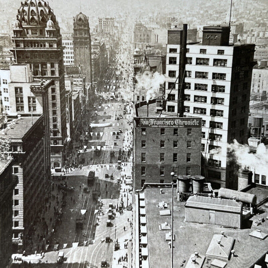 Antique 1920s Market Street San Francisco CA Stereoview Photo Card P3157