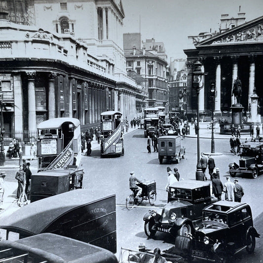 Antique 1920s Bank Of England Central Bank London Stereoview Photo Card V2960